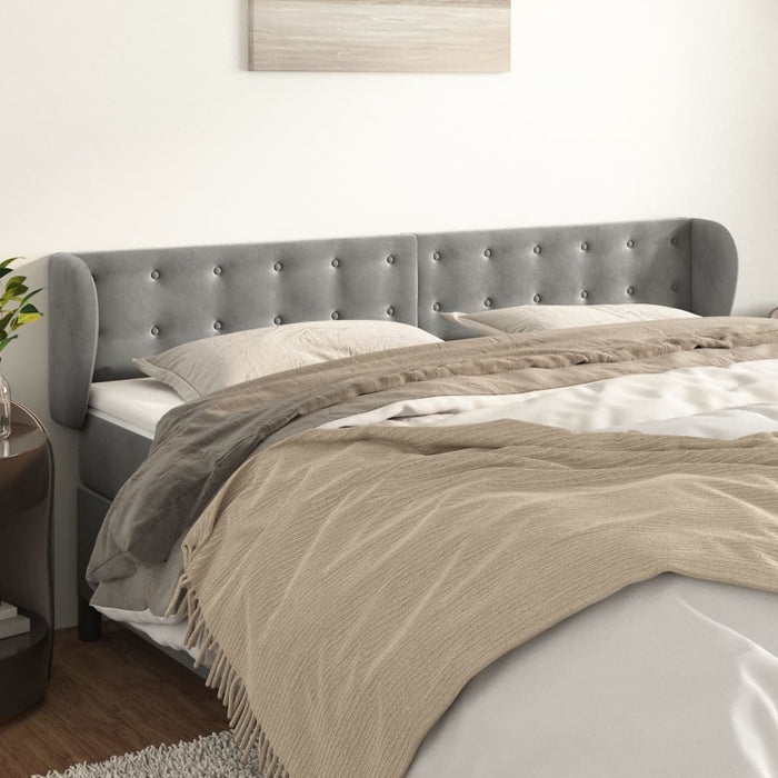 Tăblie de pat cu aripioare gri deschis 163x23x78/88 cm catifea - WALTI WALTI
