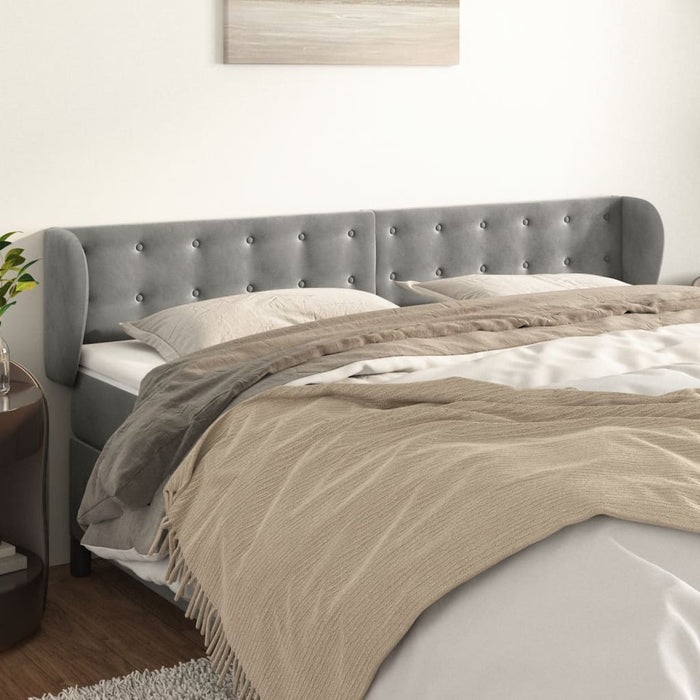 Tăblie de pat cu aripioare gri deschis 183x23x78/88 cm catifea - WALTI WALTI