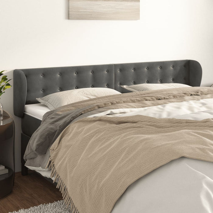 Tăblie de pat cu aripioare gri închis 183x23x78/88 cm catifea - WALTI WALTI