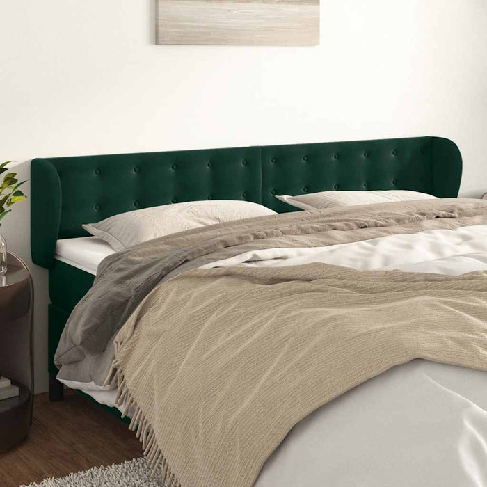 Tăblie de pat cu aripioare verde închis 183x23x78/88 cm catifea - WALTI WALTI