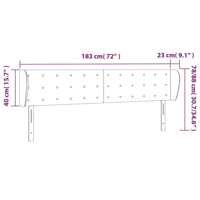 Tăblie de pat cu aripioare roz 183x23x78/88 cm catifea - WALTI WALTI