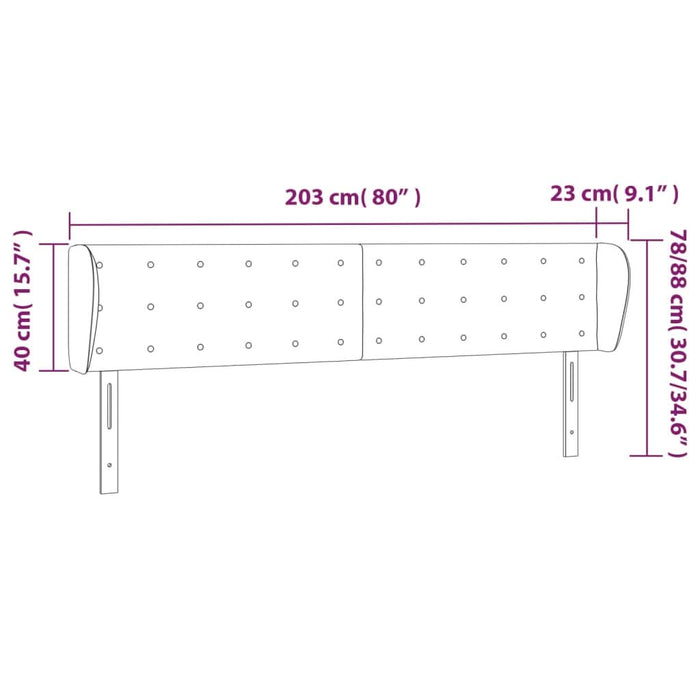 Tăblie de pat cu aripioare gri deschis 203x23x78/88 cm catifea - WALTI WALTI