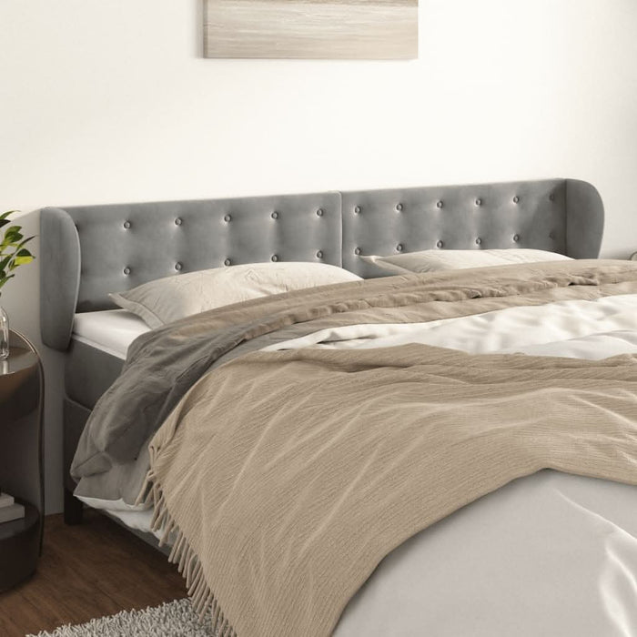 Tăblie de pat cu aripioare gri deschis 203x23x78/88 cm catifea - WALTI WALTI