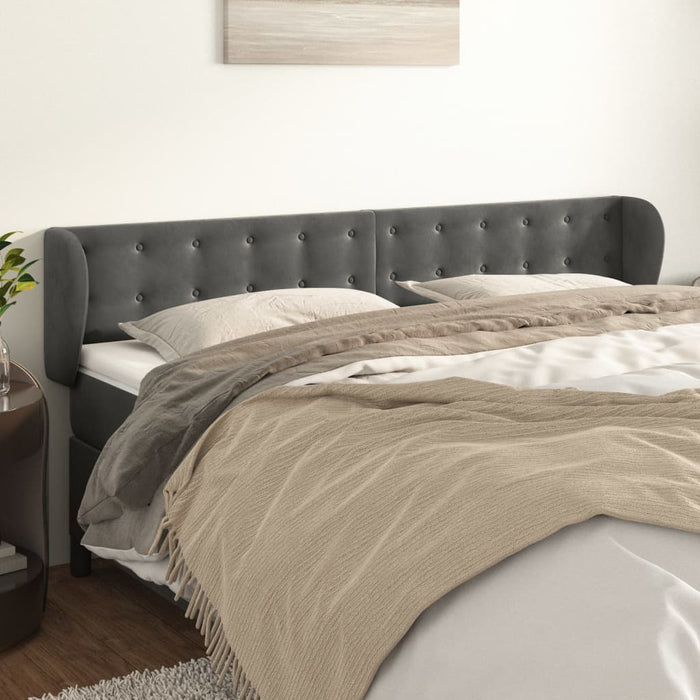 Tăblie de pat cu aripioare gri închis 203x23x78/88 cm catifea - WALTI WALTI