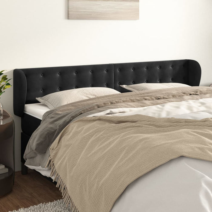 Tăblie de pat cu aripioare negru 203x23x78/88 cm catifea - WALTI WALTI