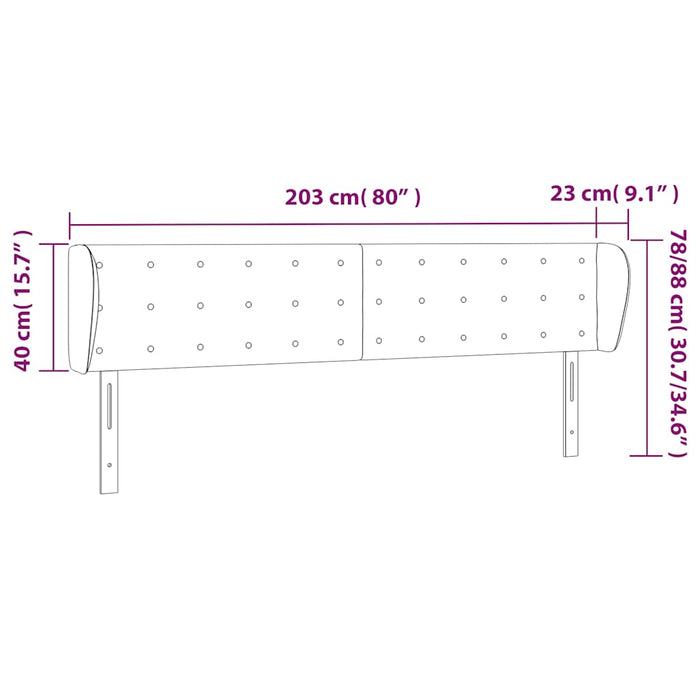 Tăblie pat cu aripioare albastru închis 203x23x78/88 cm catifea - WALTI WALTI