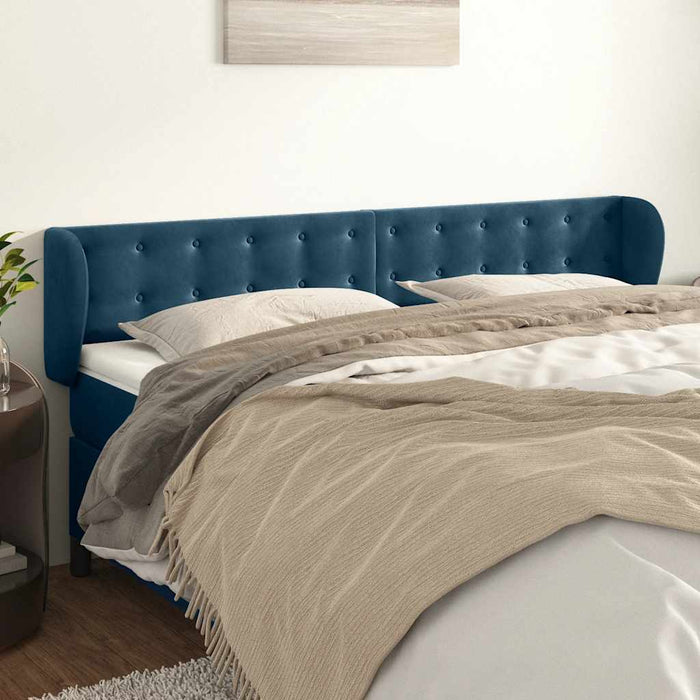 Tăblie pat cu aripioare albastru închis 203x23x78/88 cm catifea - WALTI WALTI