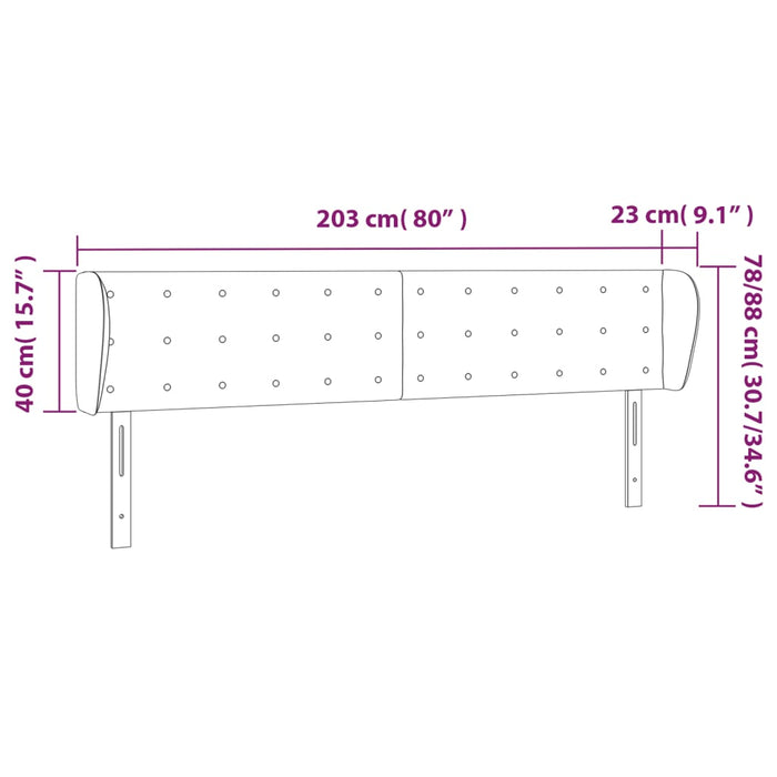 Tăblie de pat cu aripioare roz 203x23x78/88 cm catifea - WALTI WALTI