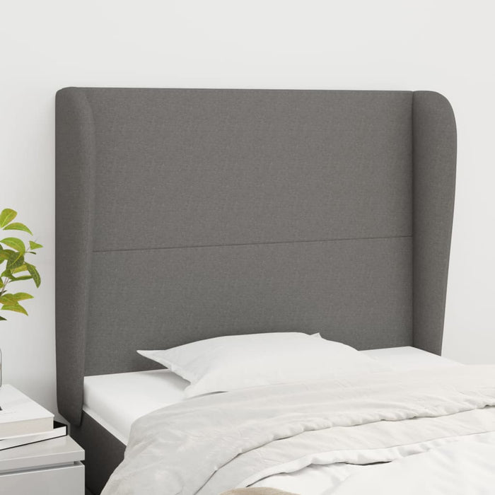 Tăblie de pat cu aripioare gri închis 83x23x118/128 cm textil WALTI