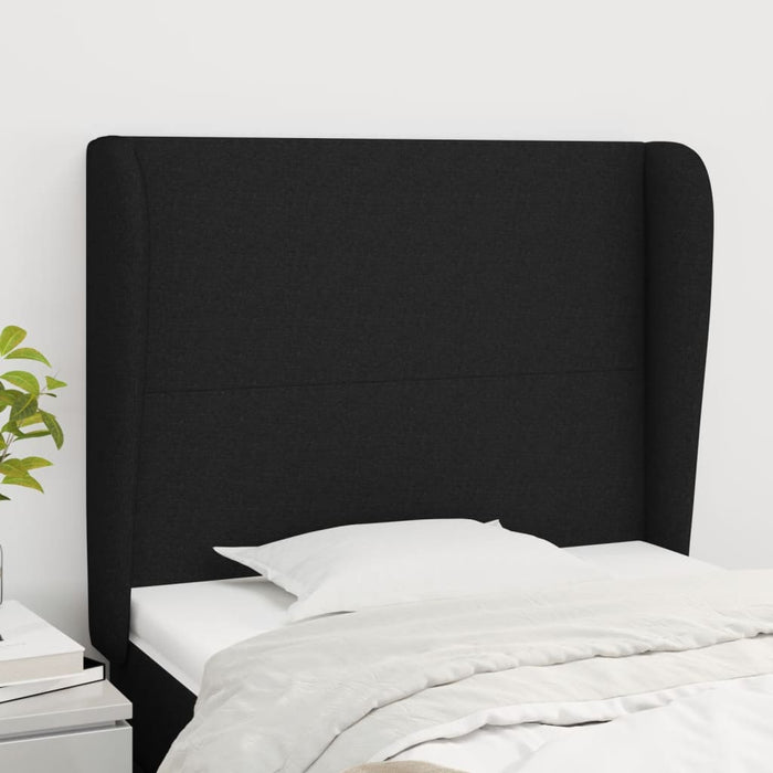 Tăblie de pat cu aripioare, negru, 93x23x118/128 cm, textil - WALTI WALTI