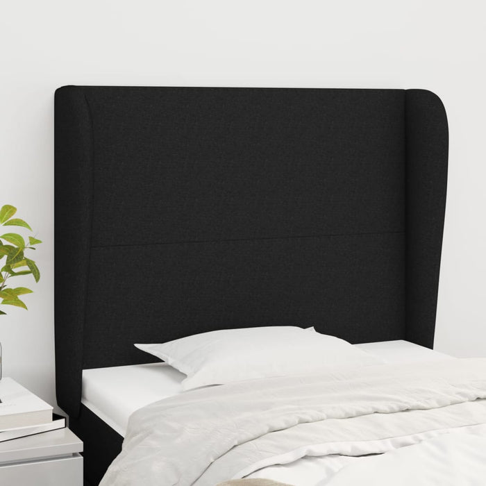 Tăblie de pat cu aripioare, negru, 103x23x118/128 cm, textil - WALTI WALTI
