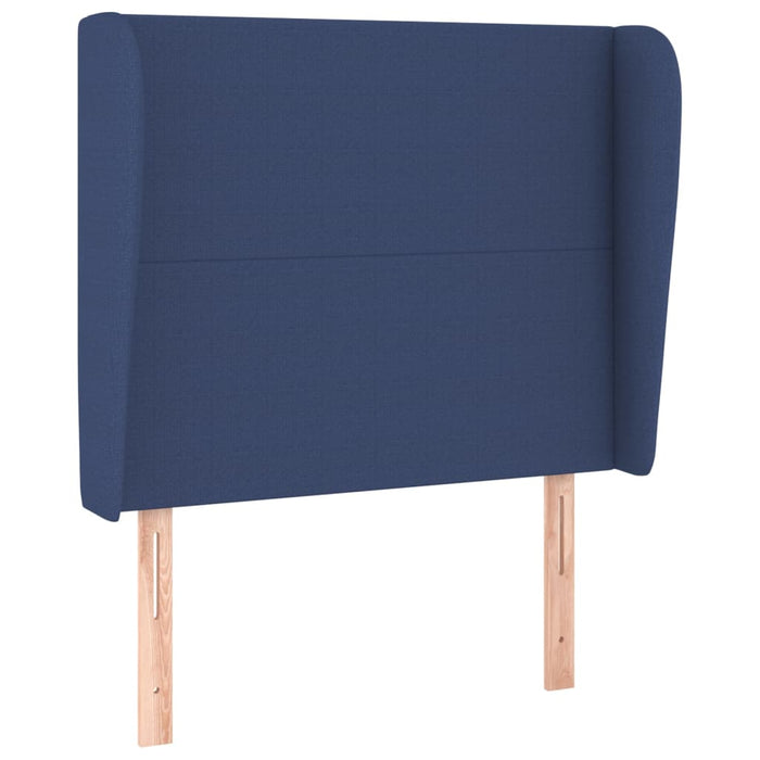 Tăblie de pat cu aripioare, albastru, 103x23x118/128 cm, textil WALTI