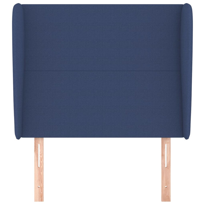 Tăblie de pat cu aripioare, albastru, 103x23x118/128 cm, textil WALTI