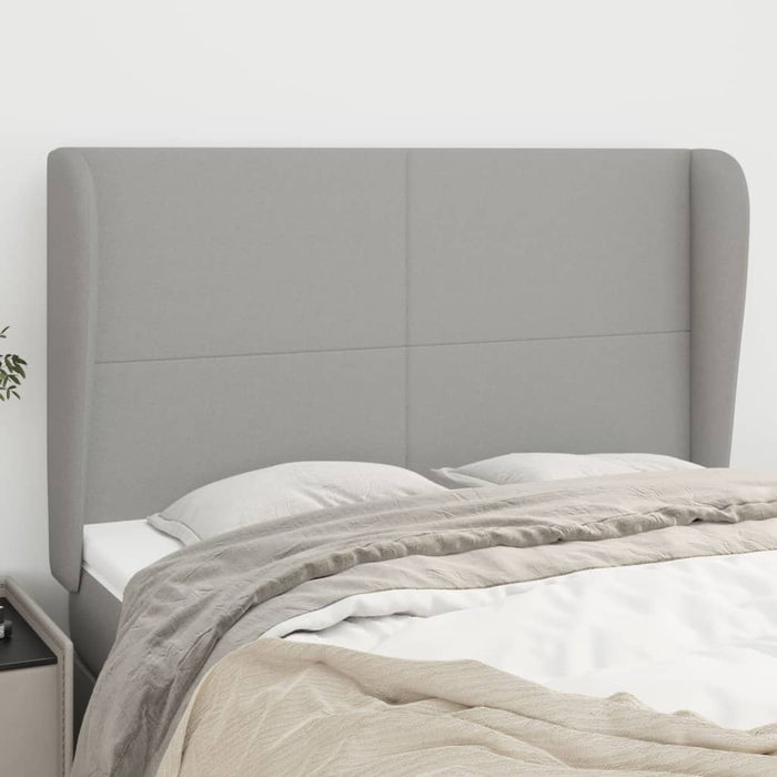 Tăblie de pat cu aripioare gri deschis 147x23x118/128 cm textil WALTI