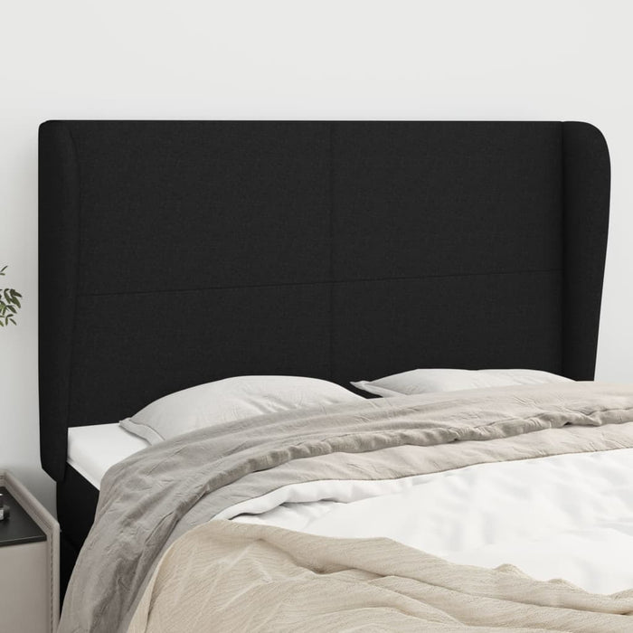 Tăblie de pat cu aripioare, negru, 147x23x118/128 cm, textil - WALTI WALTI