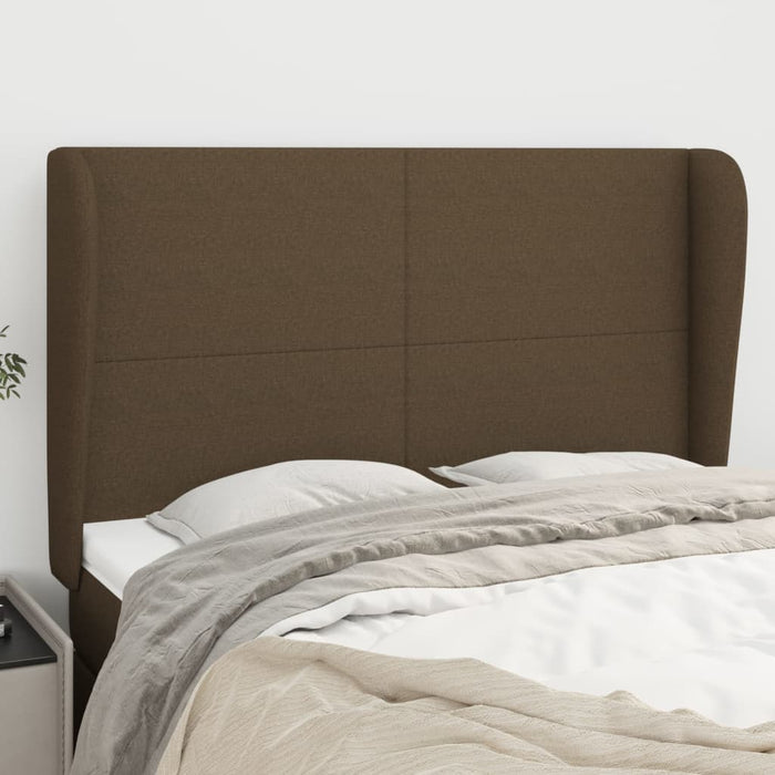 Tăblie de pat cu aripioare maro închis 147x23x118/128 cm textil - WALTI WALTI