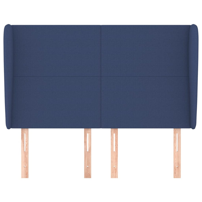 Tăblie de pat cu aripioare, albastru, 147x23x118/128 cm, textil WALTI
