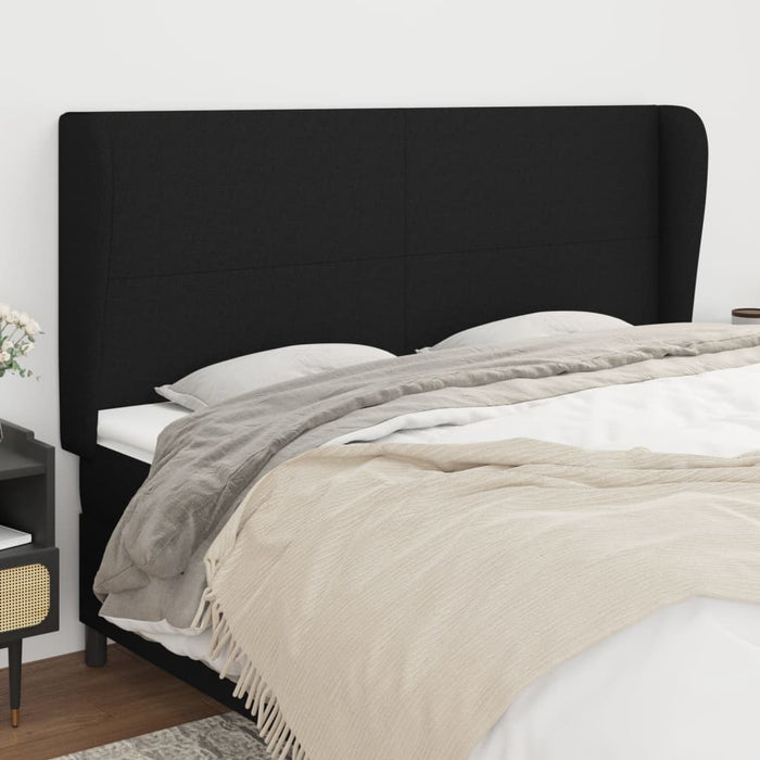 Tăblie de pat cu aripioare, negru, 163x23x118/128 cm, textil - WALTI WALTI