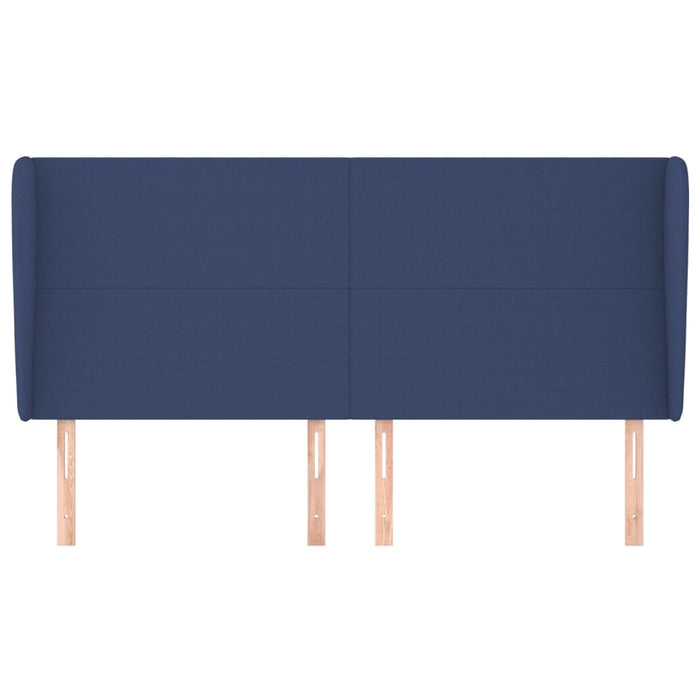 Tăblie de pat cu aripioare, albastru, 163x23x118/128 cm, textil WALTI