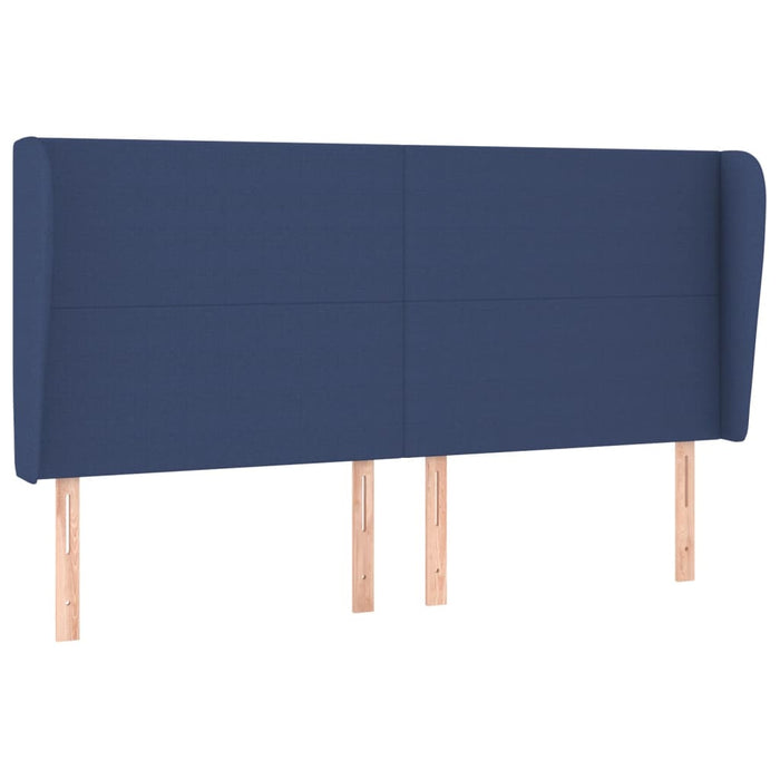 Tăblie de pat cu aripioare, albastru, 183x23x118/128 cm, textil WALTI