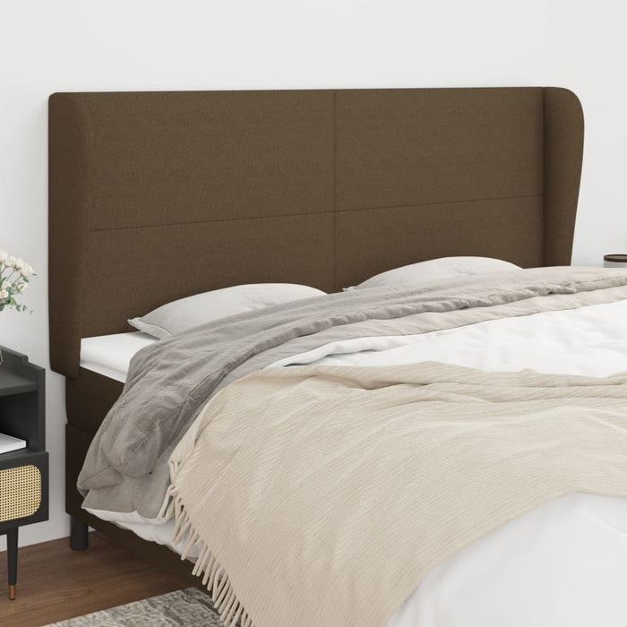 Tăblie de pat cu aripioare maro închis 203x23x118/128 cm textil WALTI