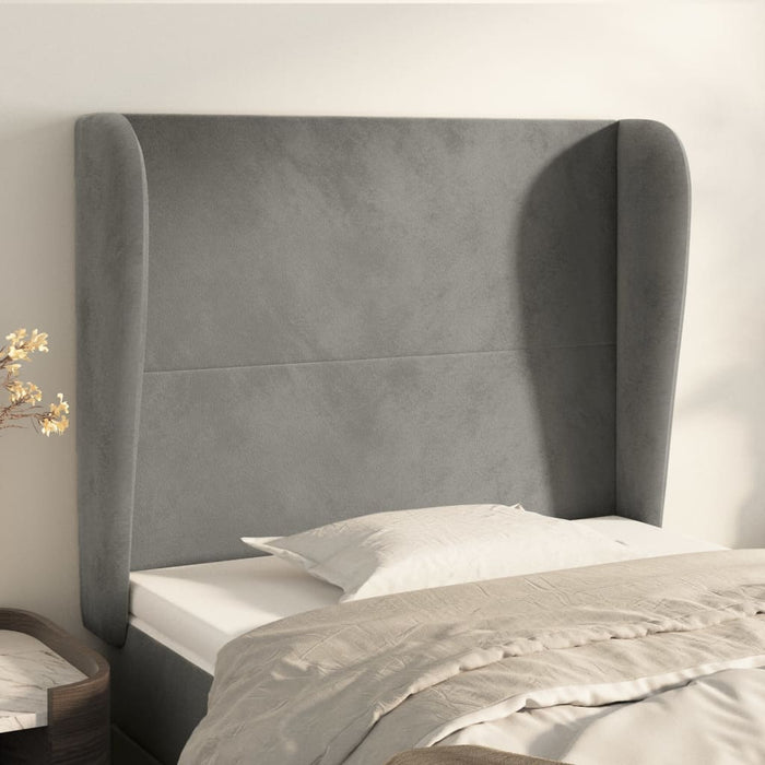 Tăblie de pat cu aripioare gri deschis 83x23x118/128 cm catifea - WALTI WALTI