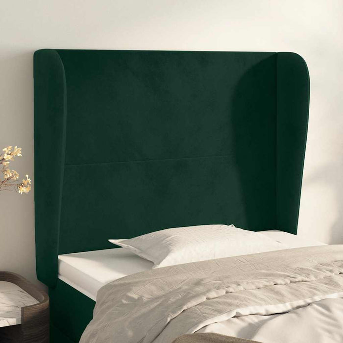 Tăblie pat cu aripioare verde închis 83x23x118/128 cm catifea WALTI