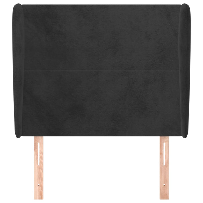 Tăblie de pat cu aripioare, negru, 93x23x118/128 cm, catifea WALTI
