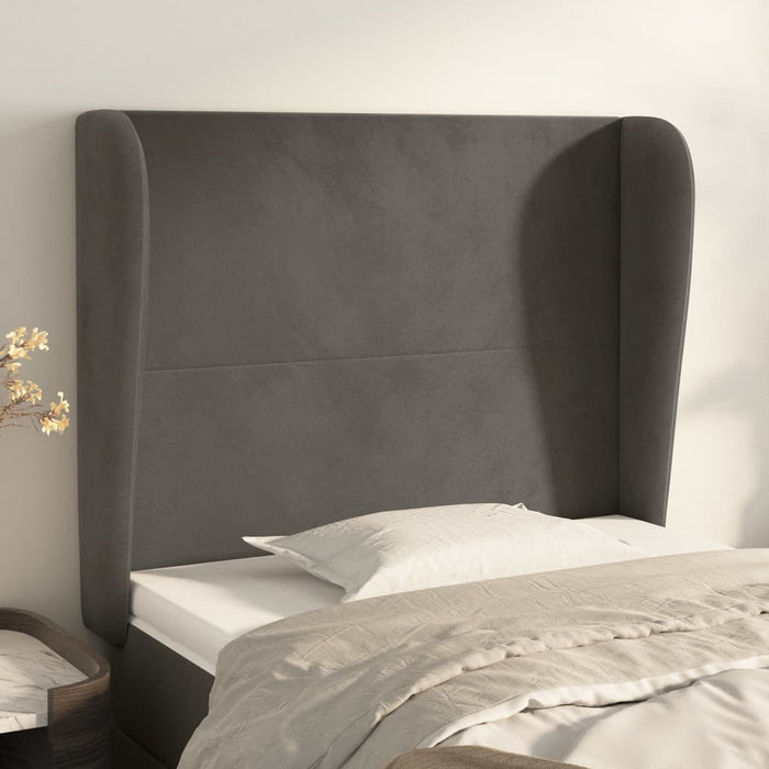 Tăblie de pat cu aripioare gri închis 103x23x118/128 cm catifea WALTI