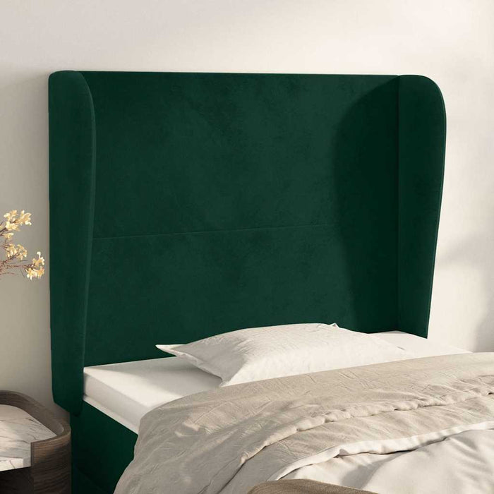 Tăblie pat cu aripioare verde închis 103x23x118/128 cm catifea WALTI