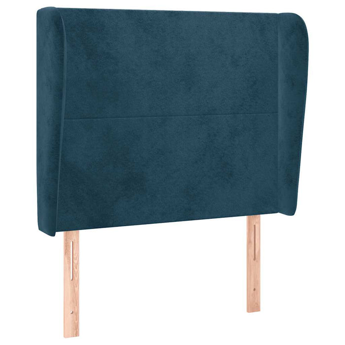Tăblie pat cu urechi albastru închis 103x23x118/128cm catifea WALTI
