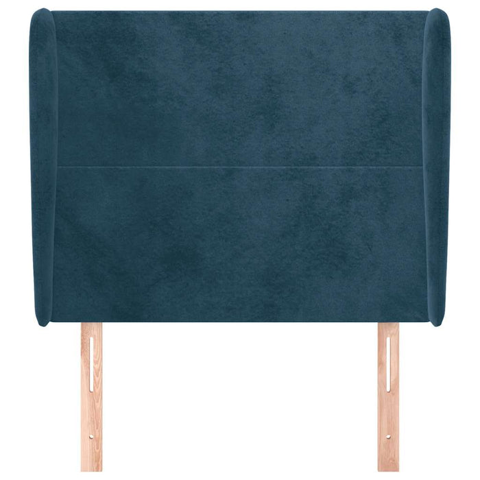 Tăblie pat cu urechi albastru închis 103x23x118/128cm catifea WALTI