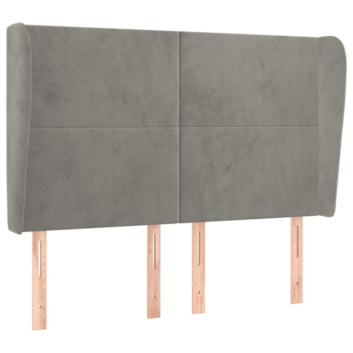 Tăblie de pat cu aripioare gri deschis 147x23x118/128cm catifea WALTI