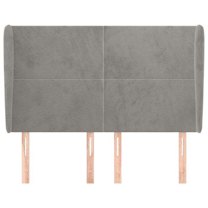 Tăblie de pat cu aripioare gri deschis 147x23x118/128cm catifea WALTI