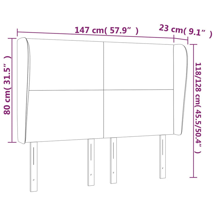 Tăblie de pat cu aripioare gri închis 147x23x118/128 cm catifea - WALTI WALTI