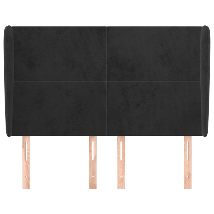 Tăblie de pat cu aripioare, negru, 147x23x118/128 cm, catifea WALTI