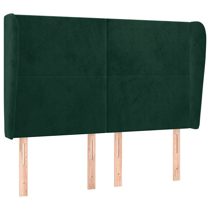 Tăblie pat cu aripioare verde închis 147x23x118/128 cm catifea WALTI