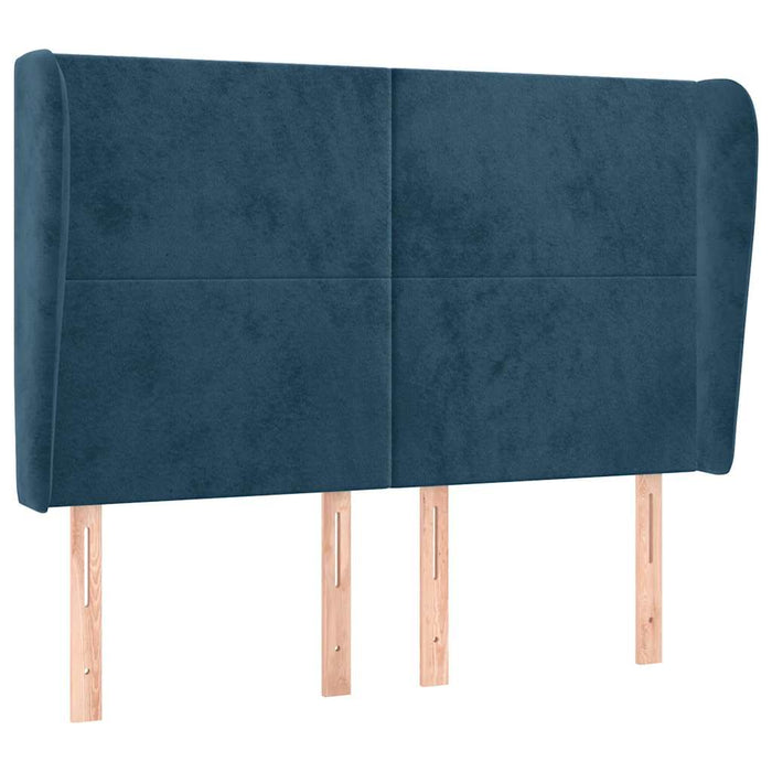 Tăblie pat cu urechi albastru închis 147x23x118/128 cm catifea WALTI