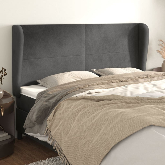 Tăblie de pat cu aripioare gri închis 163x23x118/128 cm catifea - WALTI WALTI