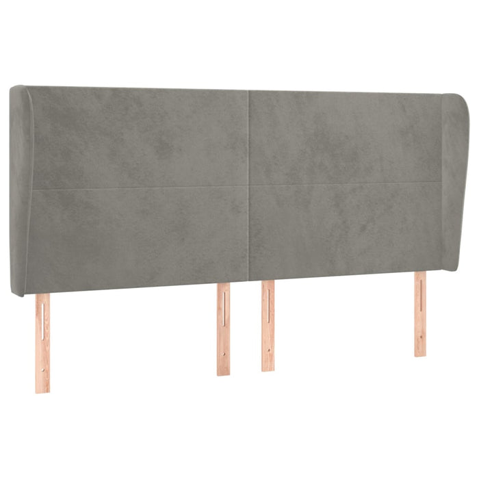 Tăblie de pat cu aripioare gri deschis 183x23x118/128cm catifea WALTI