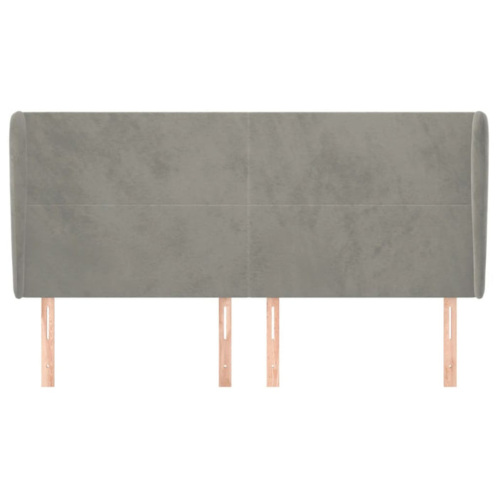 Tăblie de pat cu aripioare gri deschis 183x23x118/128cm catifea WALTI