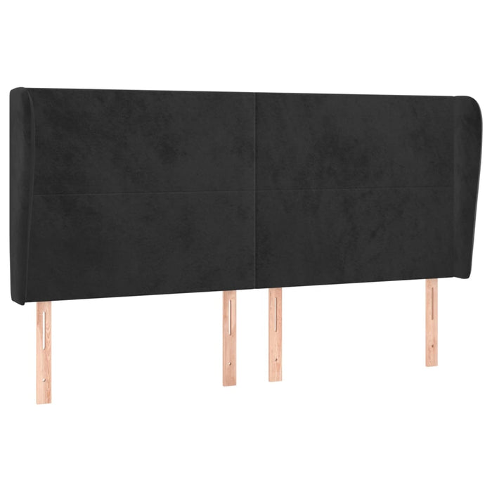 Tăblie de pat cu aripioare, negru, 183x23x118/128 cm, catifea - WALTI WALTI