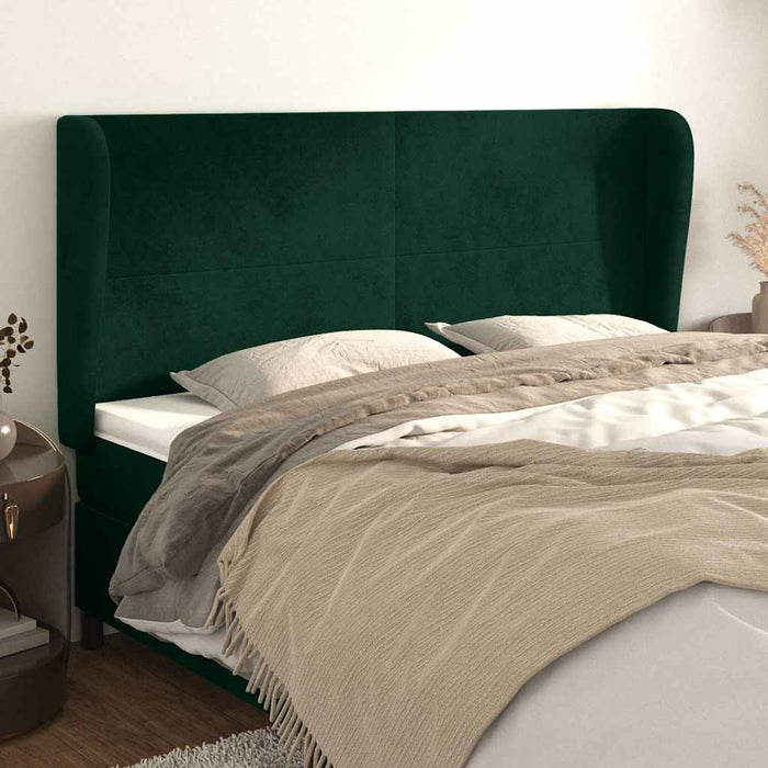 Tăblie pat cu aripioare verde închis 183x23x118/128 cm catifea WALTI