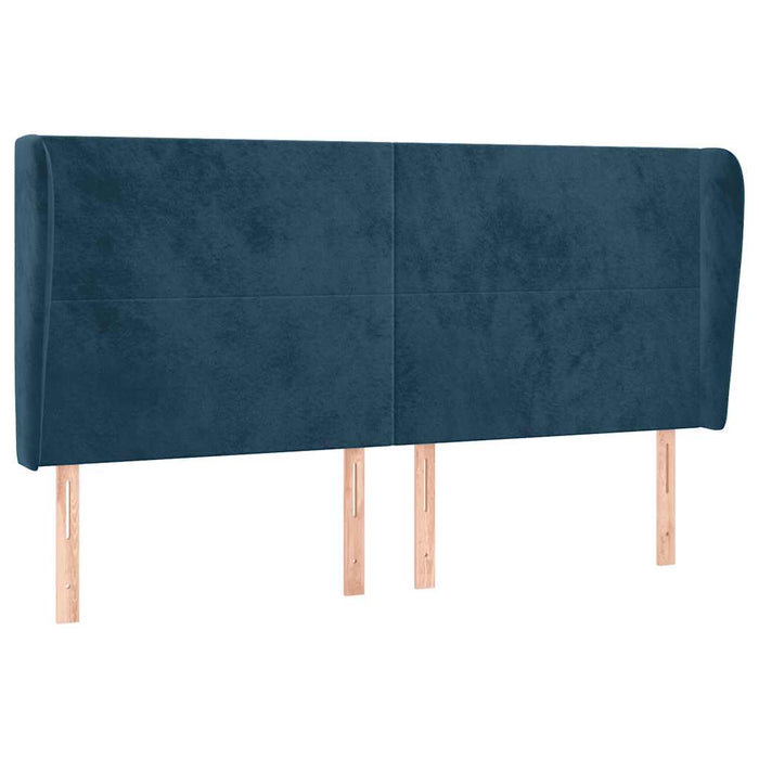 Tăblie pat cu urechi albastru închis 183x23x118/128 cm catifea WALTI