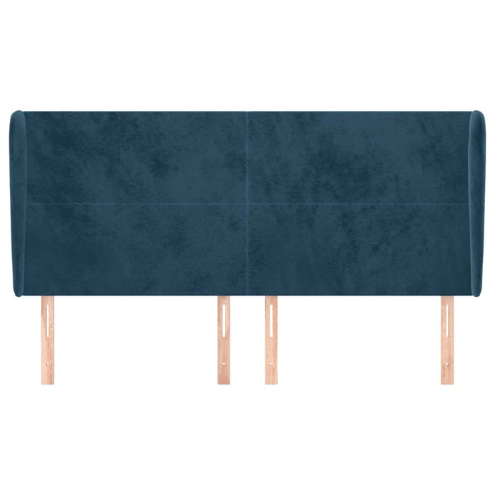 Tăblie pat cu urechi albastru închis 183x23x118/128 cm catifea WALTI