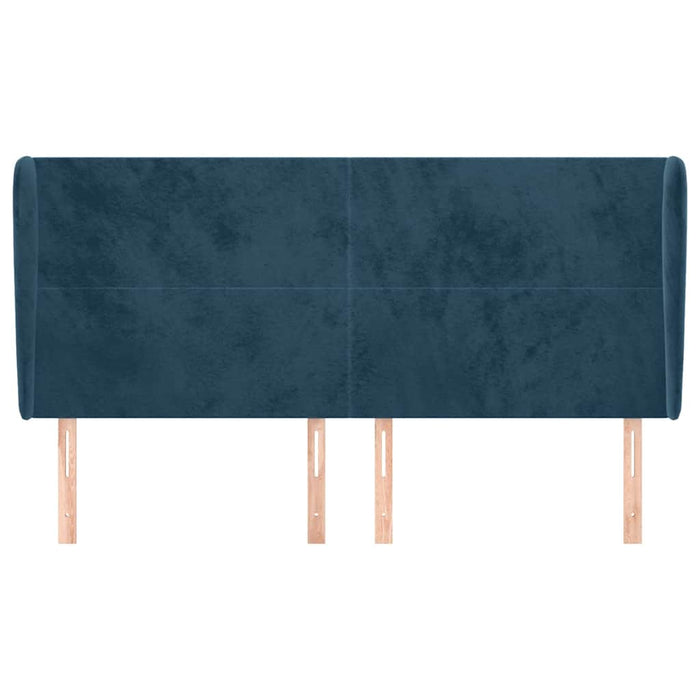 Tăblie pat cu urechi albastru închis 203x23x118/128 cm catifea WALTI