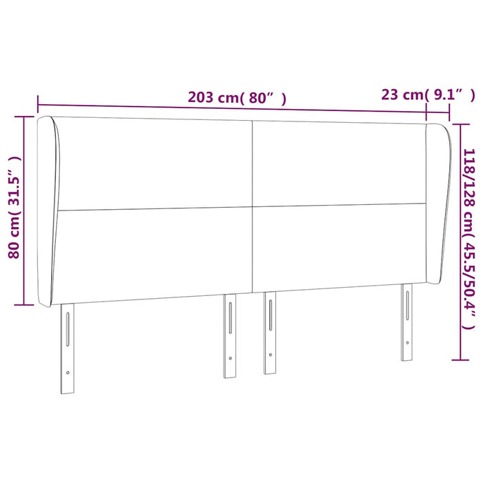 Tăblie pat cu urechi albastru închis 203x23x118/128 cm catifea WALTI