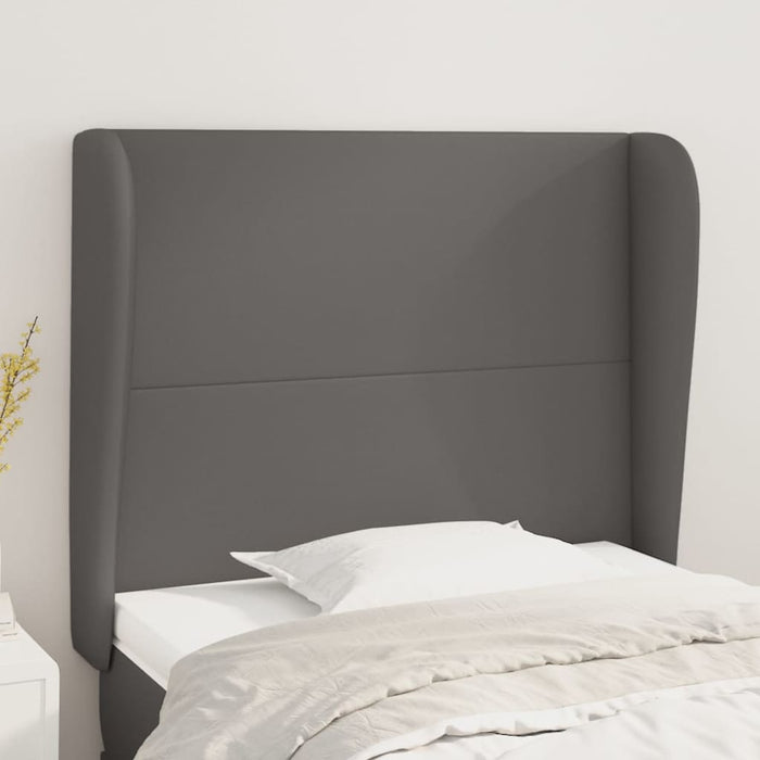 Tăblie de pat cu aripioare gri 93x23x118/128 cm piele eco WALTI