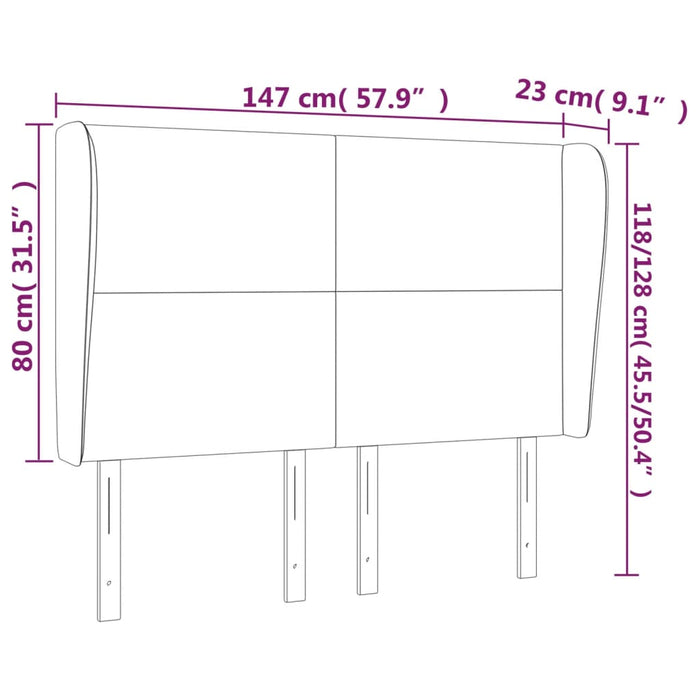 Tăblie de pat cu aripioare, negru, 147x23x118/128 cm, piele eco - WALTI WALTI