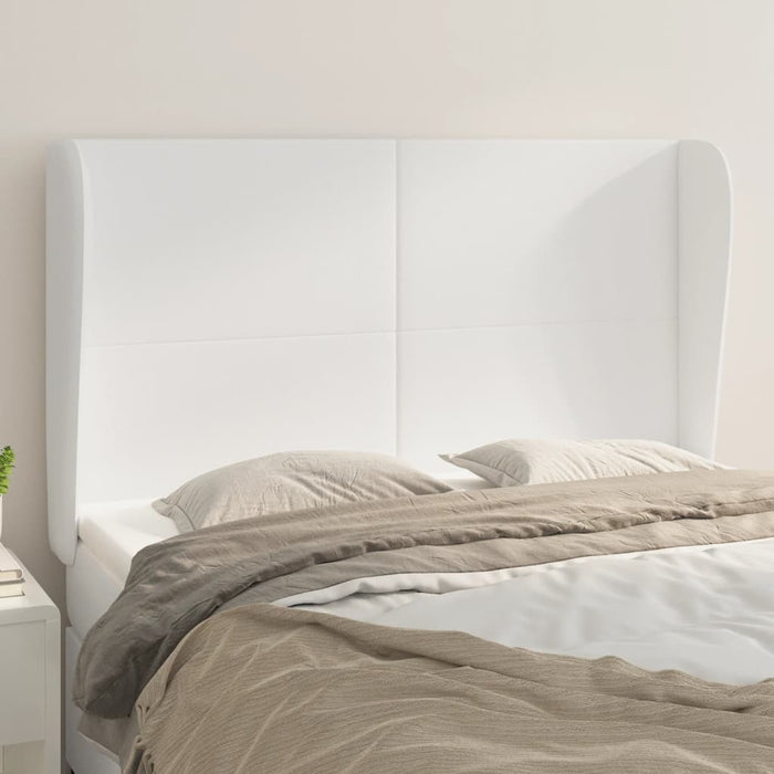 Tăblie de pat cu aripioare, alb, 147x23x118/128 cm, piele eco - WALTI WALTI